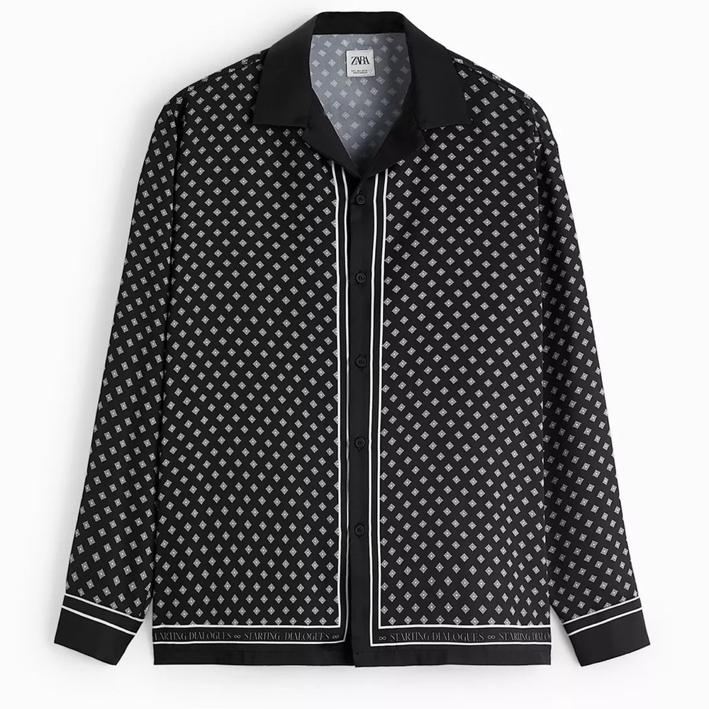 Zara Black and White Geometric Print Shirt